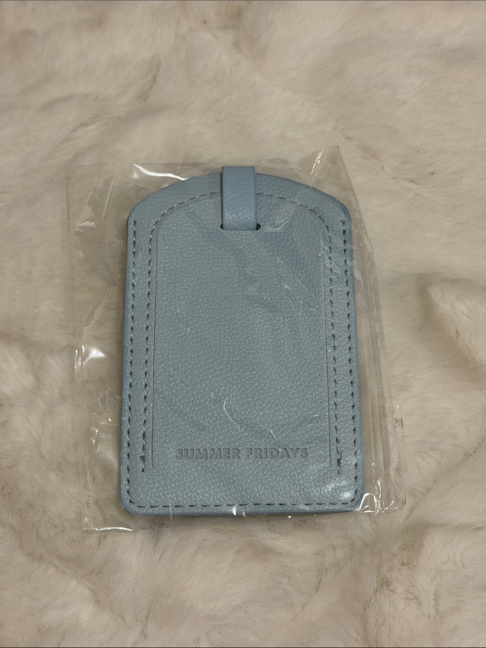 Summer Fridays Sky Blue Leather Luggage Tag